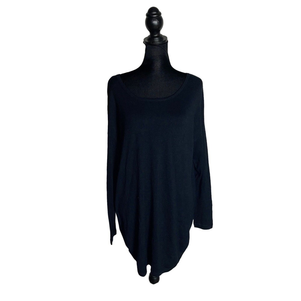 Soft Surroundings Black Blouse Shirt Top Margulies Sweater Exposed Gold Zipper M